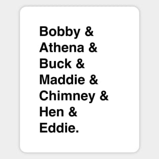 9-1-1 Character Names (in black) Magnet